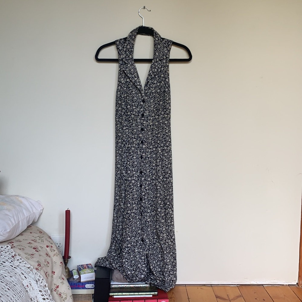 80s/90s Ditsy Floral Crossback Halter Button down